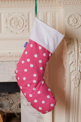 Toby Tiger Organic Pink Snow Dot Christmas Stocking